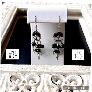 Tree Resin Silver Earrings